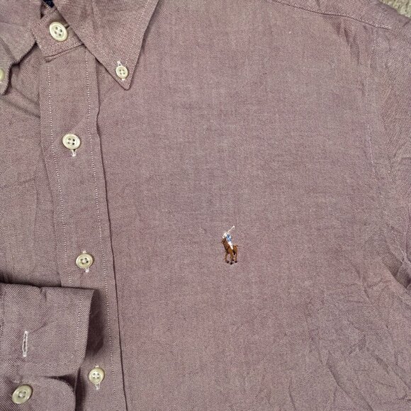 Ralph Lauren Button Up Shirt Long Sleeve Cotton Size 16.5 35 Red White Blend - Picture 6 of 13